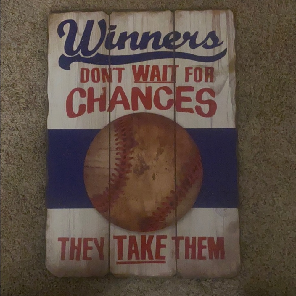 Wood baseball sign